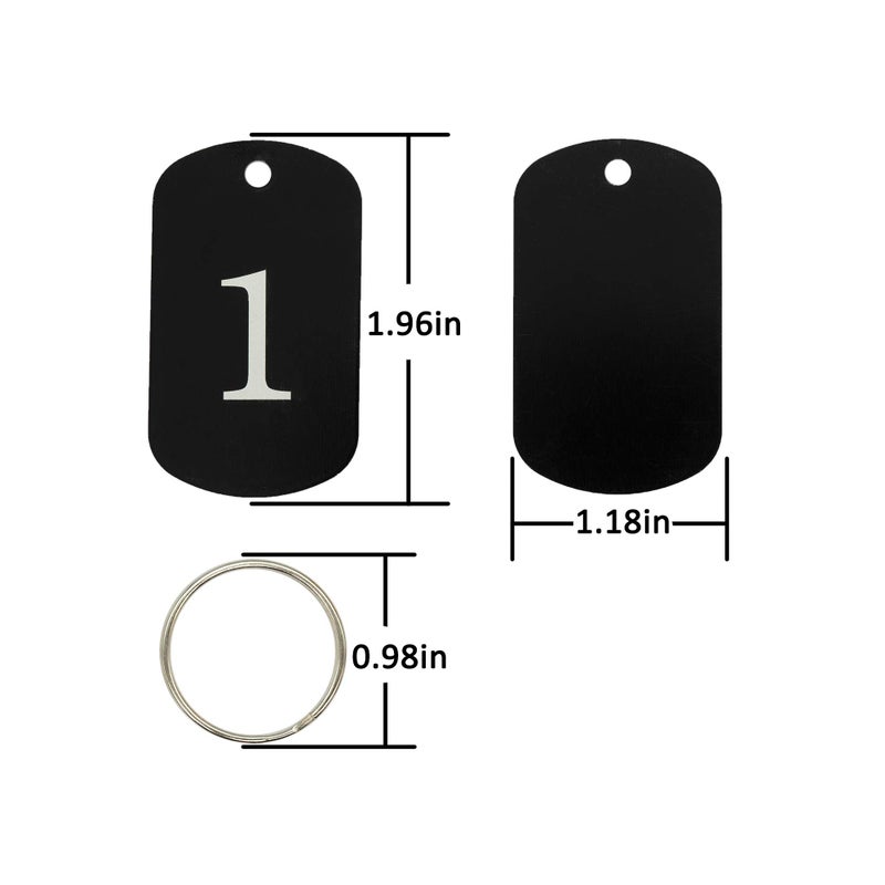 StayMax Aluminum Numbered Tags Key Tags ID Tags (1-25  Black) - Image 2